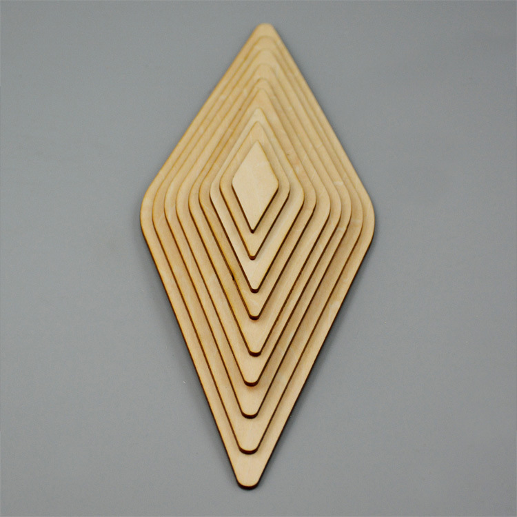 菱形木片模型diy小屋手工艺品材料 一比三圆角菱形 厚2mm