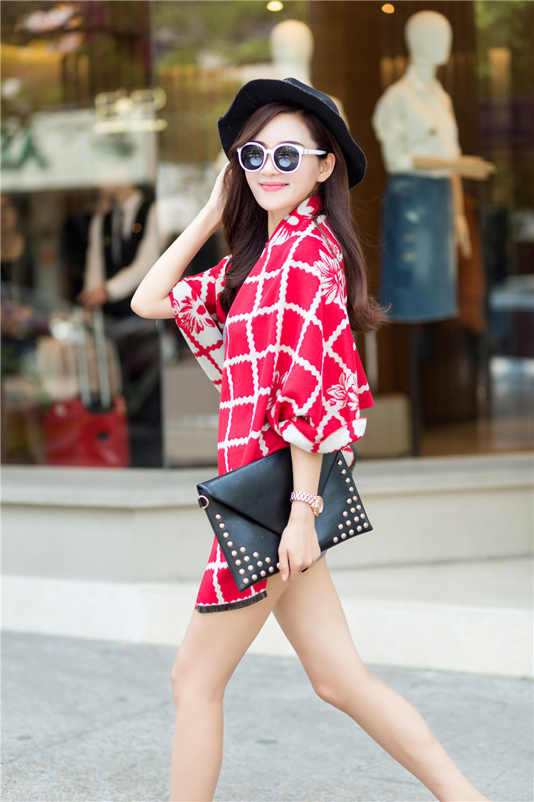 花格子围巾仿羊绒围巾女秋冬季女士围巾空调披肩保暖羊绒围巾围脖