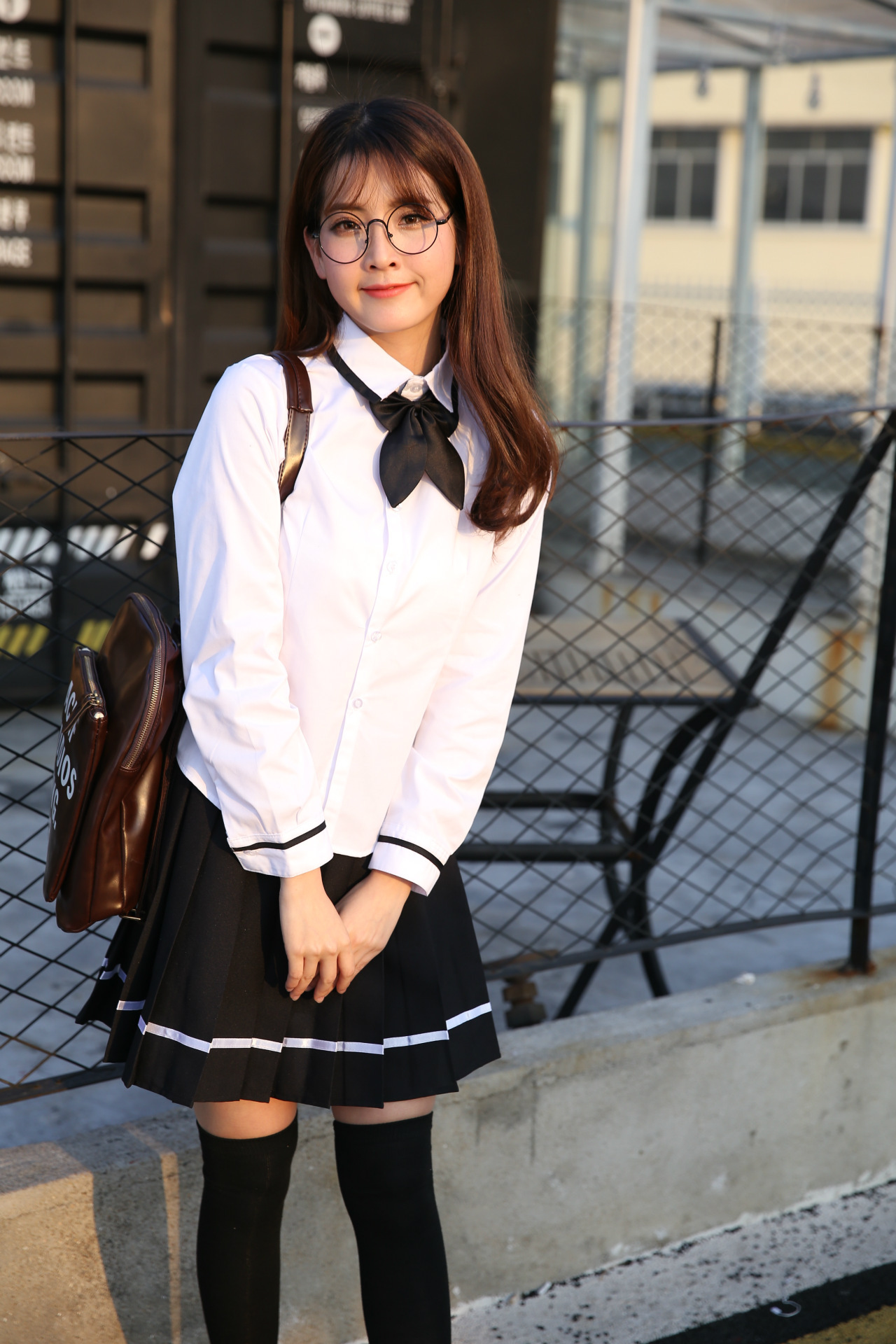 新款日韩学院风校服班服黑边女生套装长袖套装表演服白衬衫l短裙