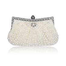 新款欧美风范斜挎珍珠带钻时尚晚宴包手包串珠绣女包单肩斜跨包
