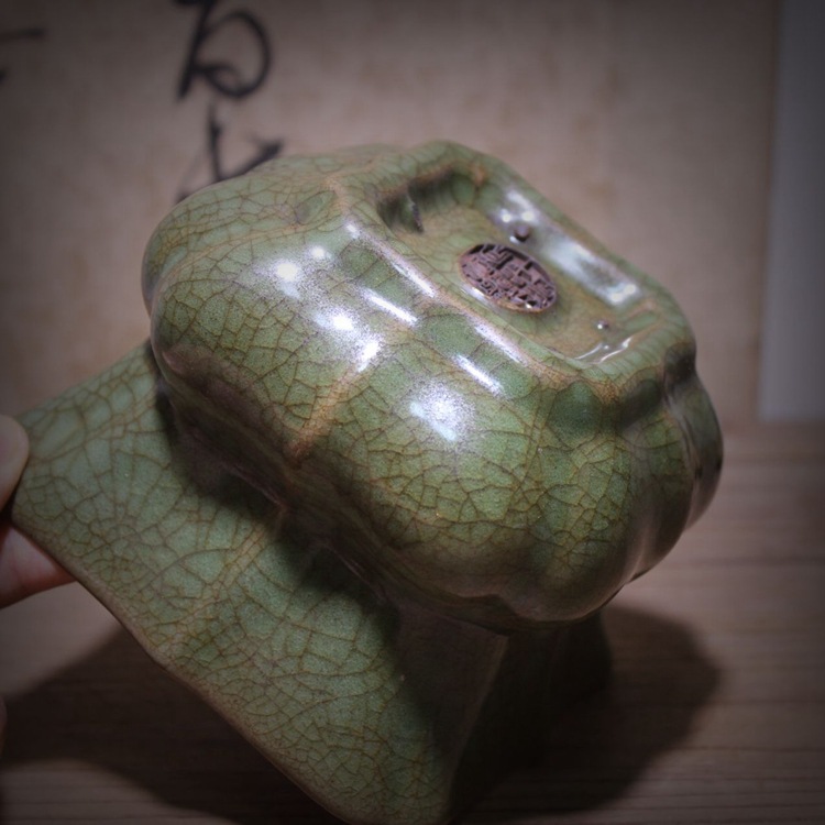 一诺轩文房 越窑 支钉烧工艺 仿古 笔洗 渣斗