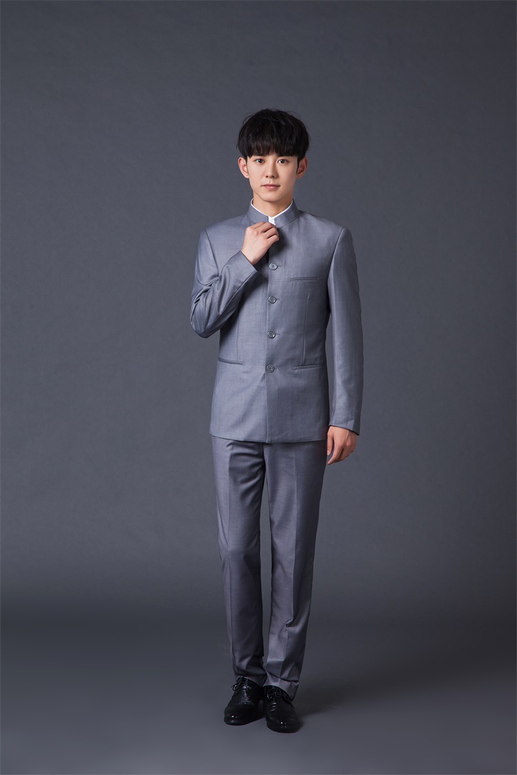 一件代发中山装青年立领套装 韩版修身演出服合唱服新郎中式礼服
