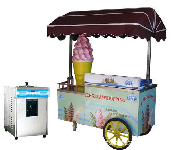 致富的电动手推冰淇淋车软硬质冰淇凌成型机压花机包教包会
