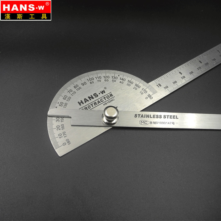 荐 正宗汉斯不绣钢角度规 量角器测量尺