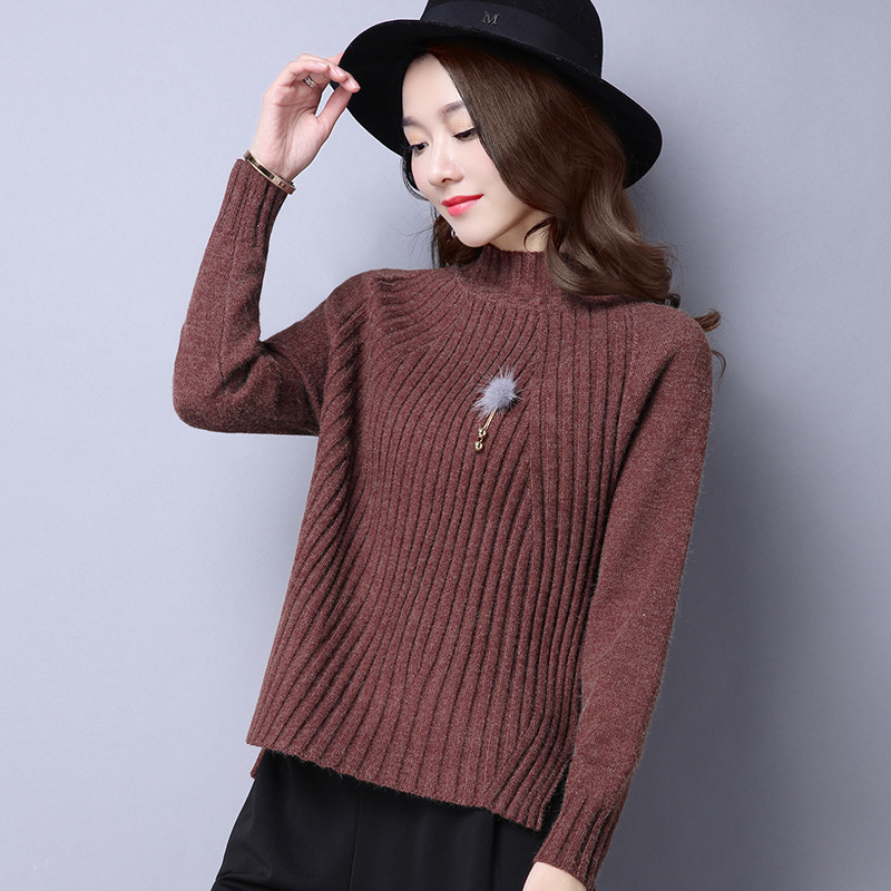 2016冬装新款女装毛衫长袖针织衫女套头半高领女式毛衣女打底衫