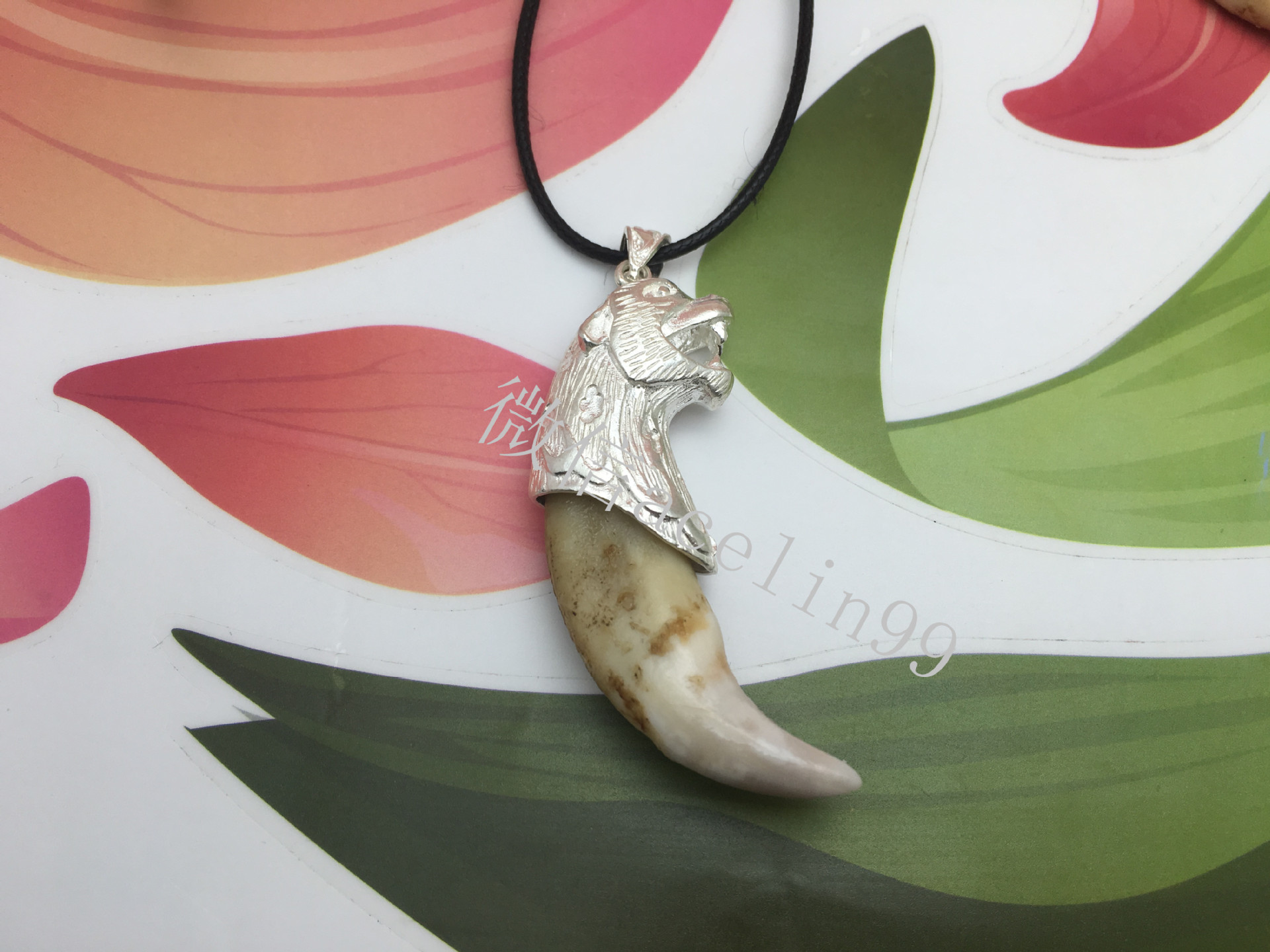 925纯银狼牙套霸气狼头狼纹狼牙藏獒牙熊虎牙包银牙套辟邪护身符