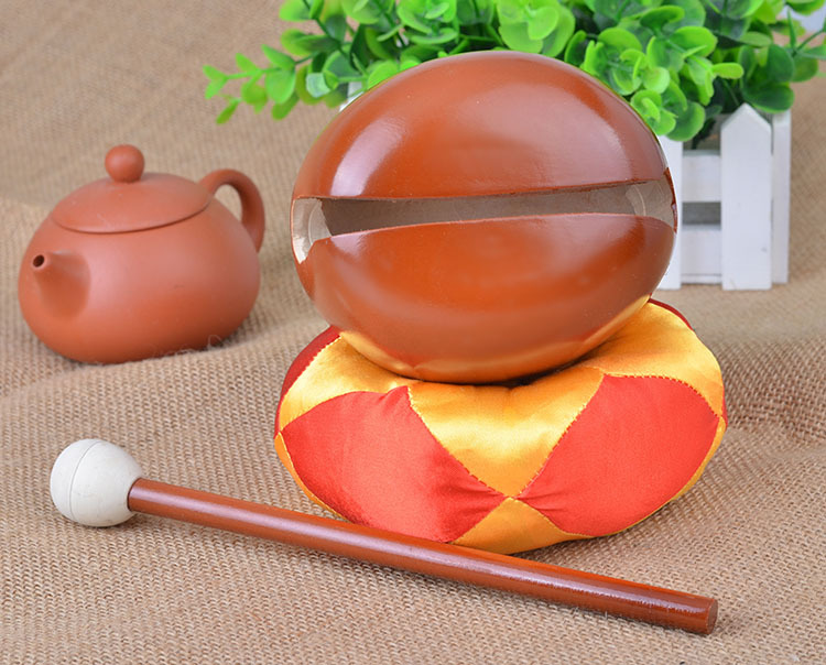 木鱼深棕色木鱼配垫子木棍清脆不走音水路法会佛教用品