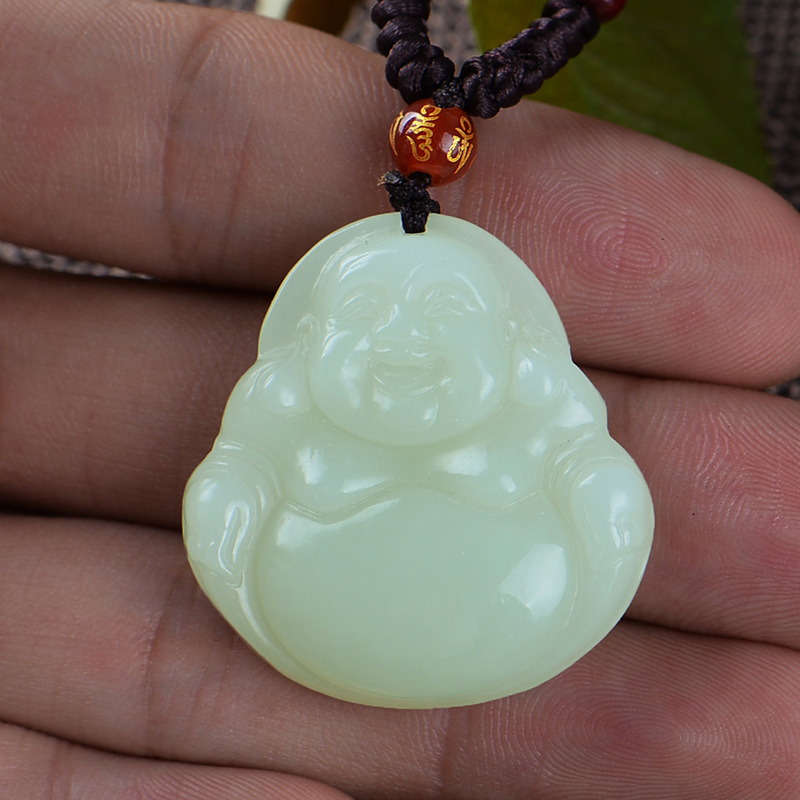 Hetian Jade a Goods Buddha Maitreya Buddha Pendant Big Belly Smiling Buddha Pendant Handmade Large, Medium and Small Jade Buddha Pendant