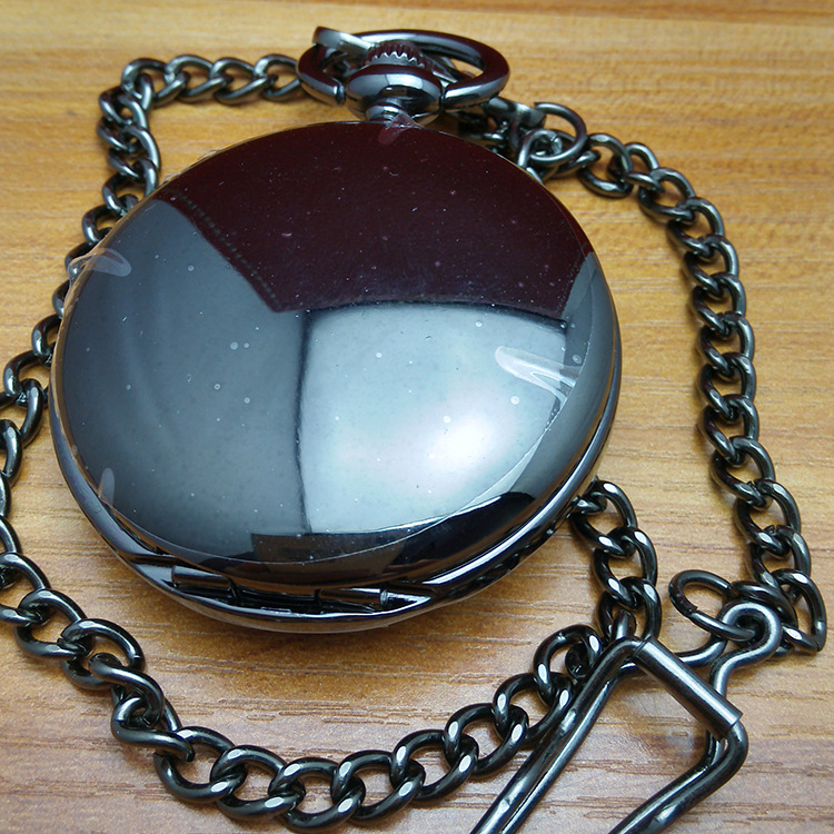 厂家订做2016新款贴牌商务高档礼品镂空手动机械怀表枪黑色