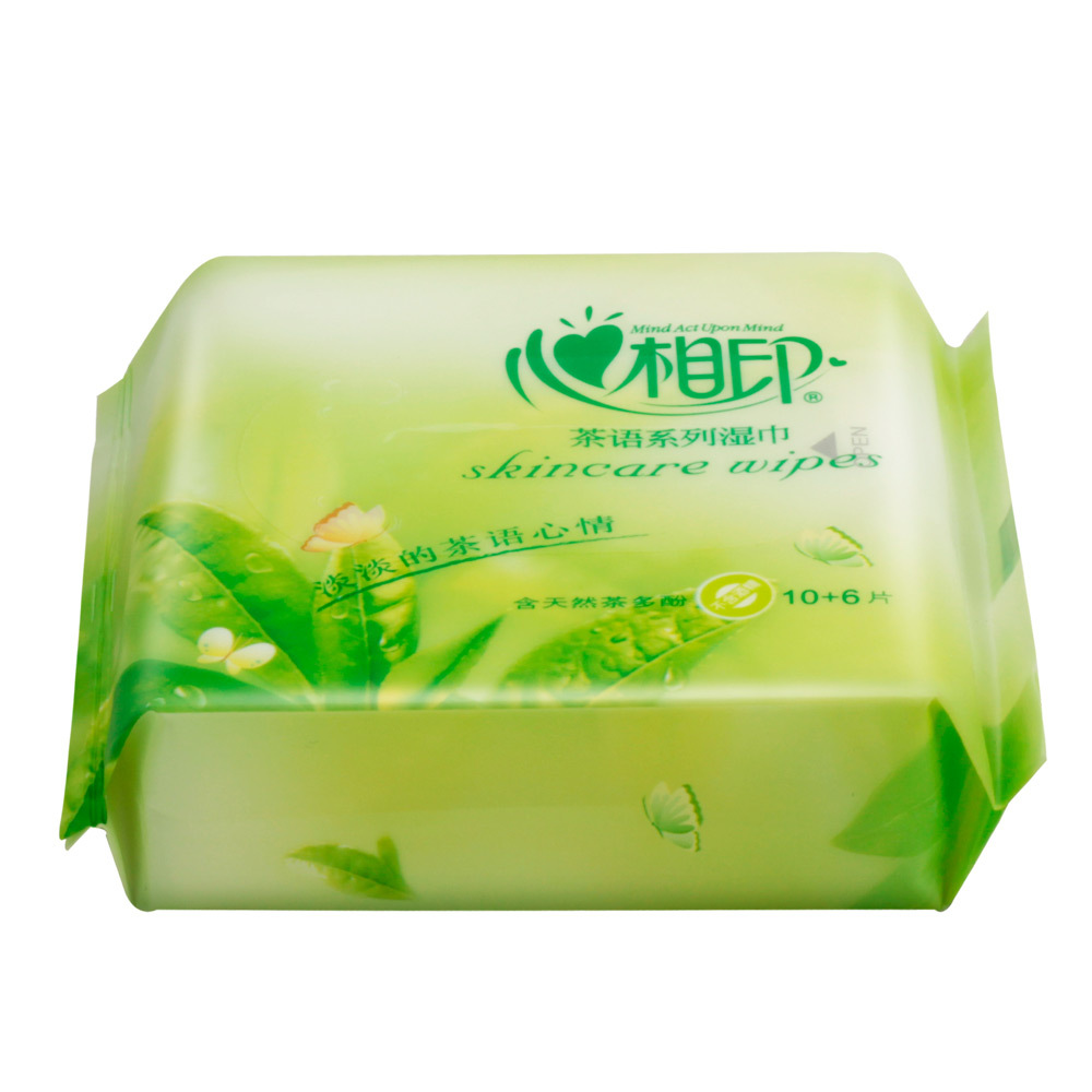 心相印湿巾方形抽取式茶语心心相印湿纸巾10片送6片装