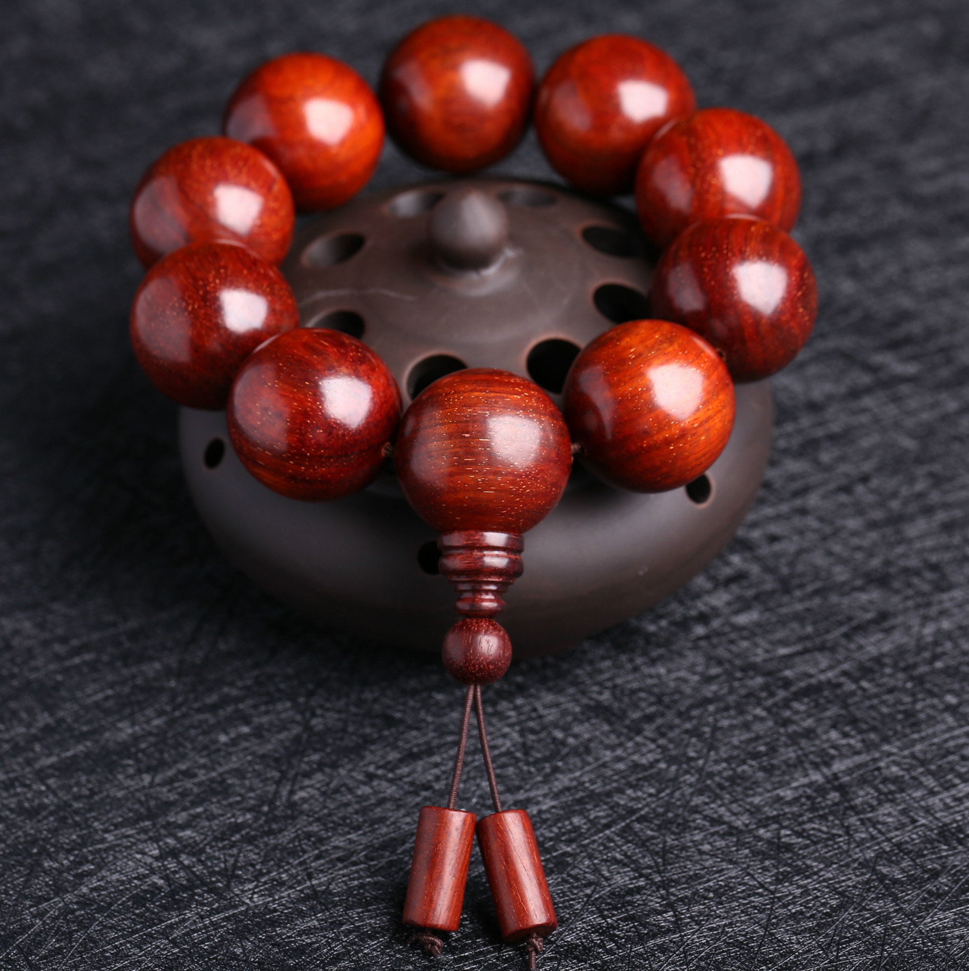 正宗印度老料鸡血红小叶紫檀佛珠男款手串 小叶紫檀木批发 檀木