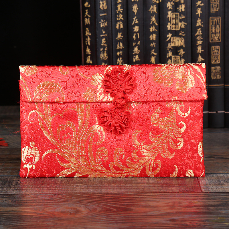 Wedding Supplies Fabric Red Envelop Containing 10,000 Yuan Creative Spring Festival Foreign Currency New Year Gift Lee Seal High-End Brocade Cloth Red Envelope Wholesale