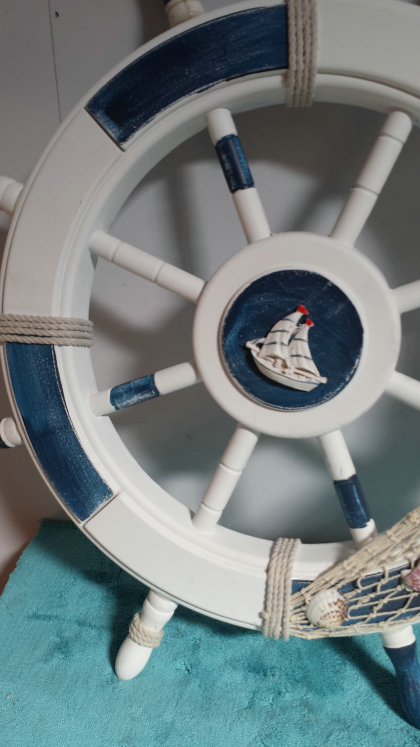 地中海风格船舵62cm 纯手工木质摆件