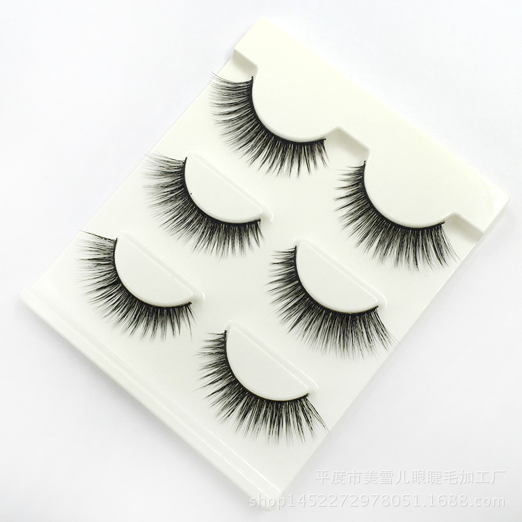 3d-10 Three Pairs of Eye Tail Pull Long False Eyelashes Fashion Nude Makeup 3D Handmade Eyelash Factory Supply