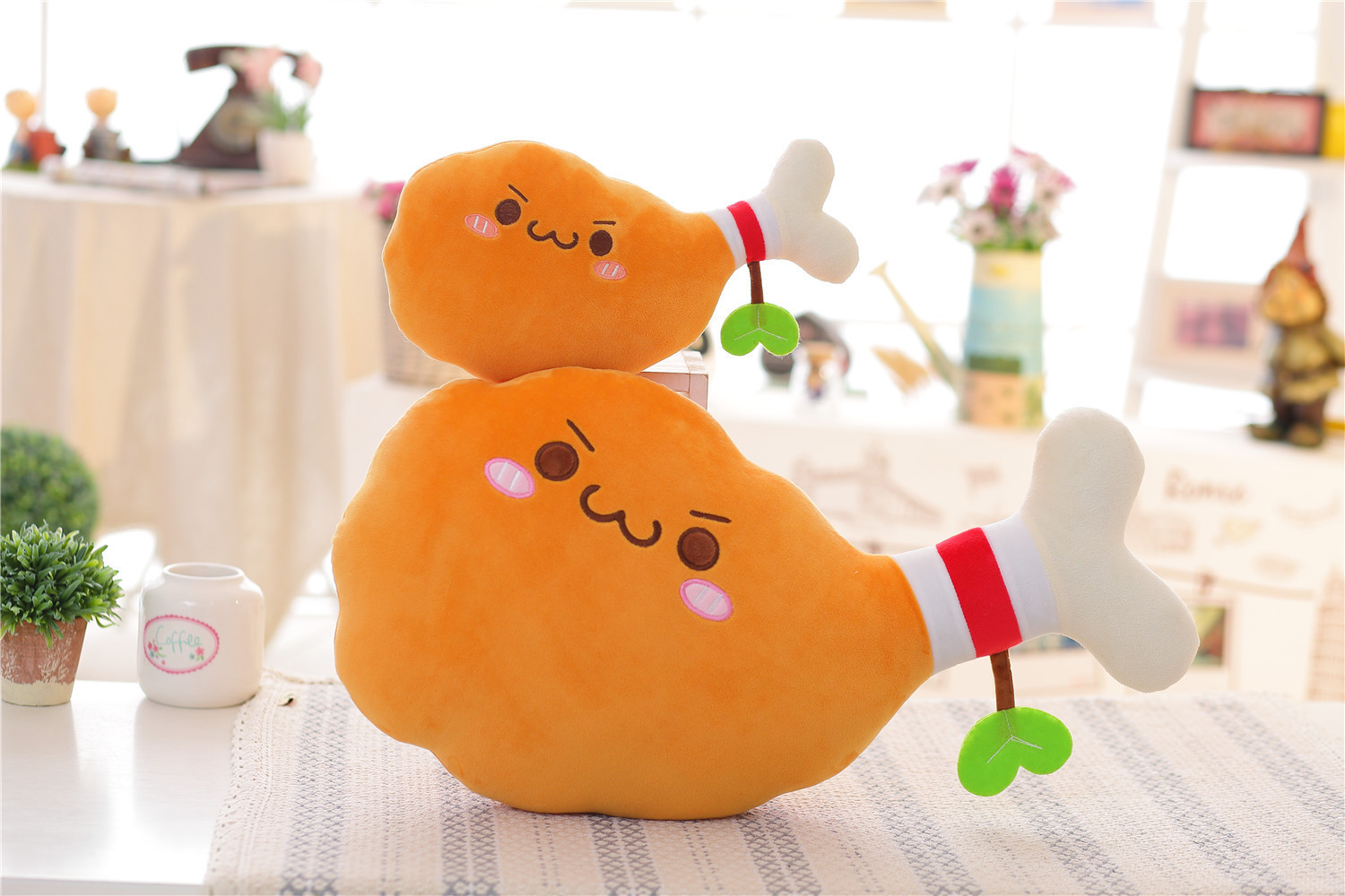 创意仿真颜文字大鸡腿抱枕毛绒玩具挂件靠垫睡觉抱枕儿童女生礼物