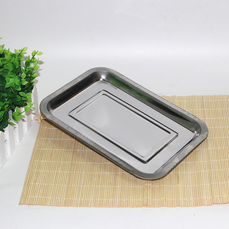 2元店批发 不锈铁方盘 托盘长方形餐盘铁盘水饺菜盘烧烤鱼盘