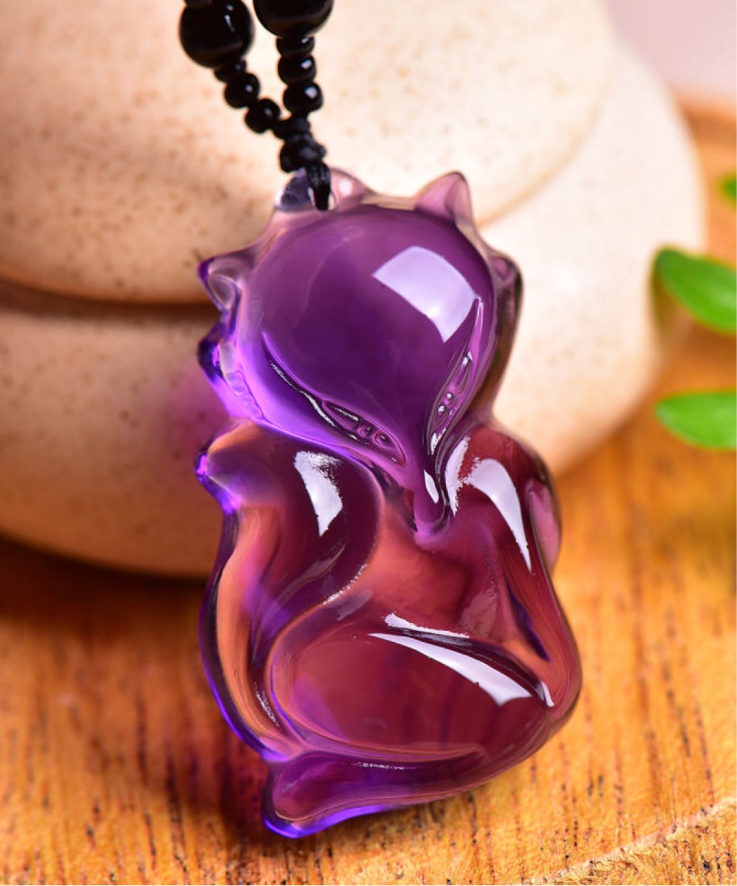 开光天然正品紫水晶美女萌狐浪漫的爱情紫色男女情侣款吊坠项链