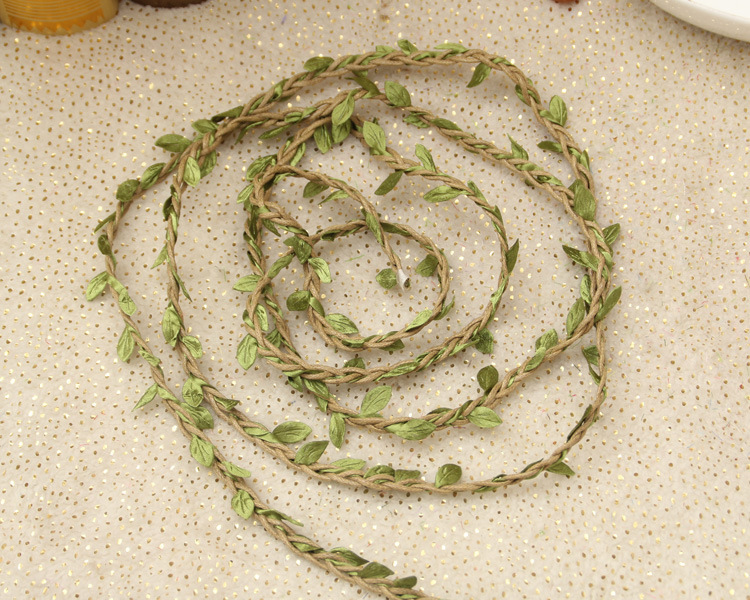 diy手工花环藤条 圣诞树叶藤条 绿叶树叶编织麻花绳辫子10米一包