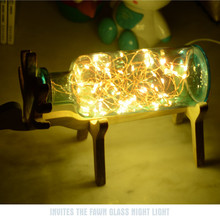 实木创意圣诞节火树银花灯玻璃小鹿小夜灯LED玻璃小象灯桌面摆件