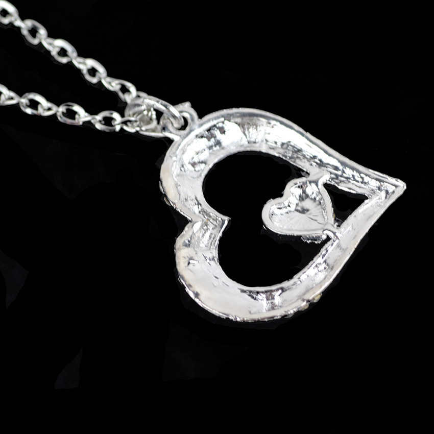 wish,速卖通热销 欧美潮流饰品 时尚银色水晶爱心毛衣链