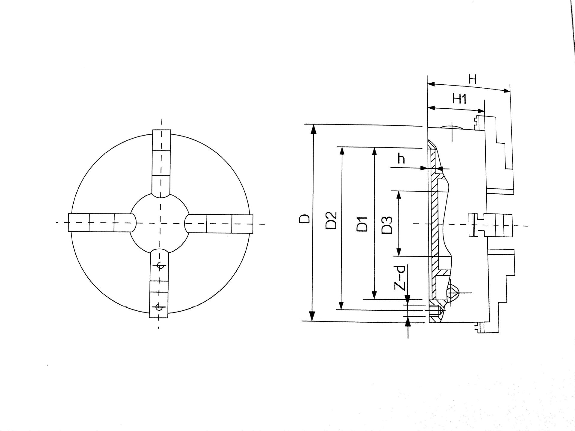 k12 125四爪自定心卡盘四爪卡盘125mm卡爪正爪反爪配环球卡盘