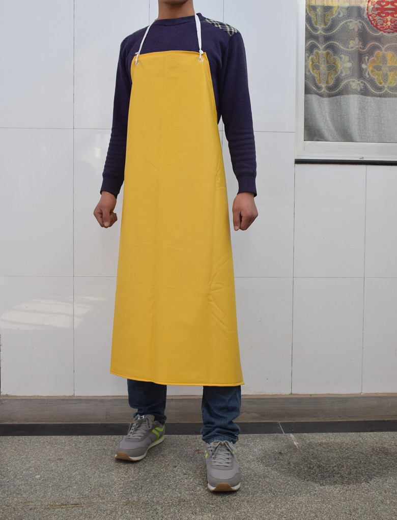 黄白双层复合围裙防水pvc围裙加厚防油耐弱酸碱食品厂围裙防水