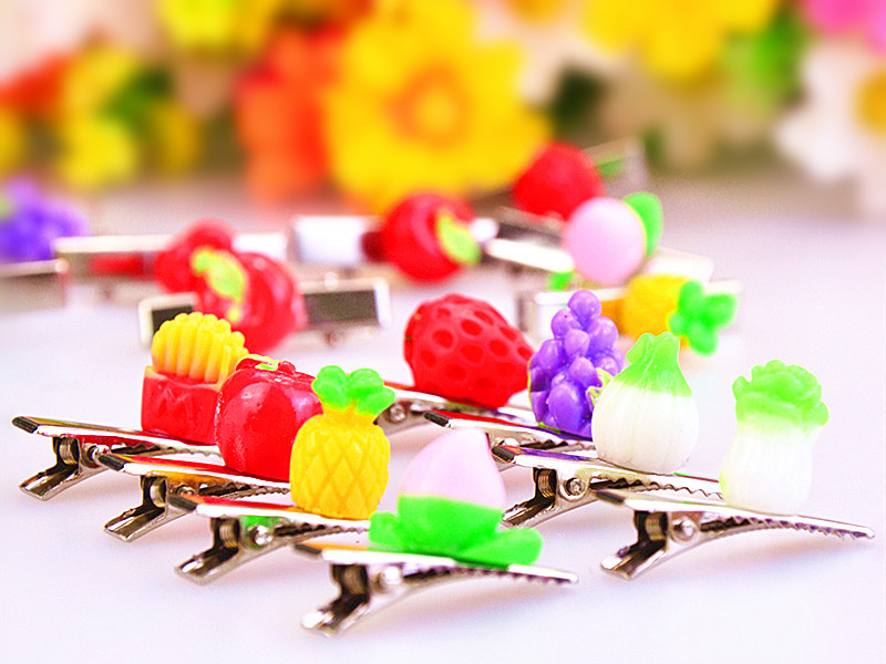 非主流个性仿真水果蔬菜发夹 树脂立体菠萝小边夹 趣味儿童饰品