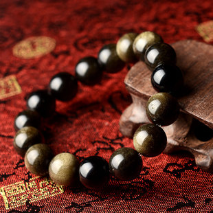 人造黑曜石金曜石手链手串 时尚男女水晶饰品礼品批发