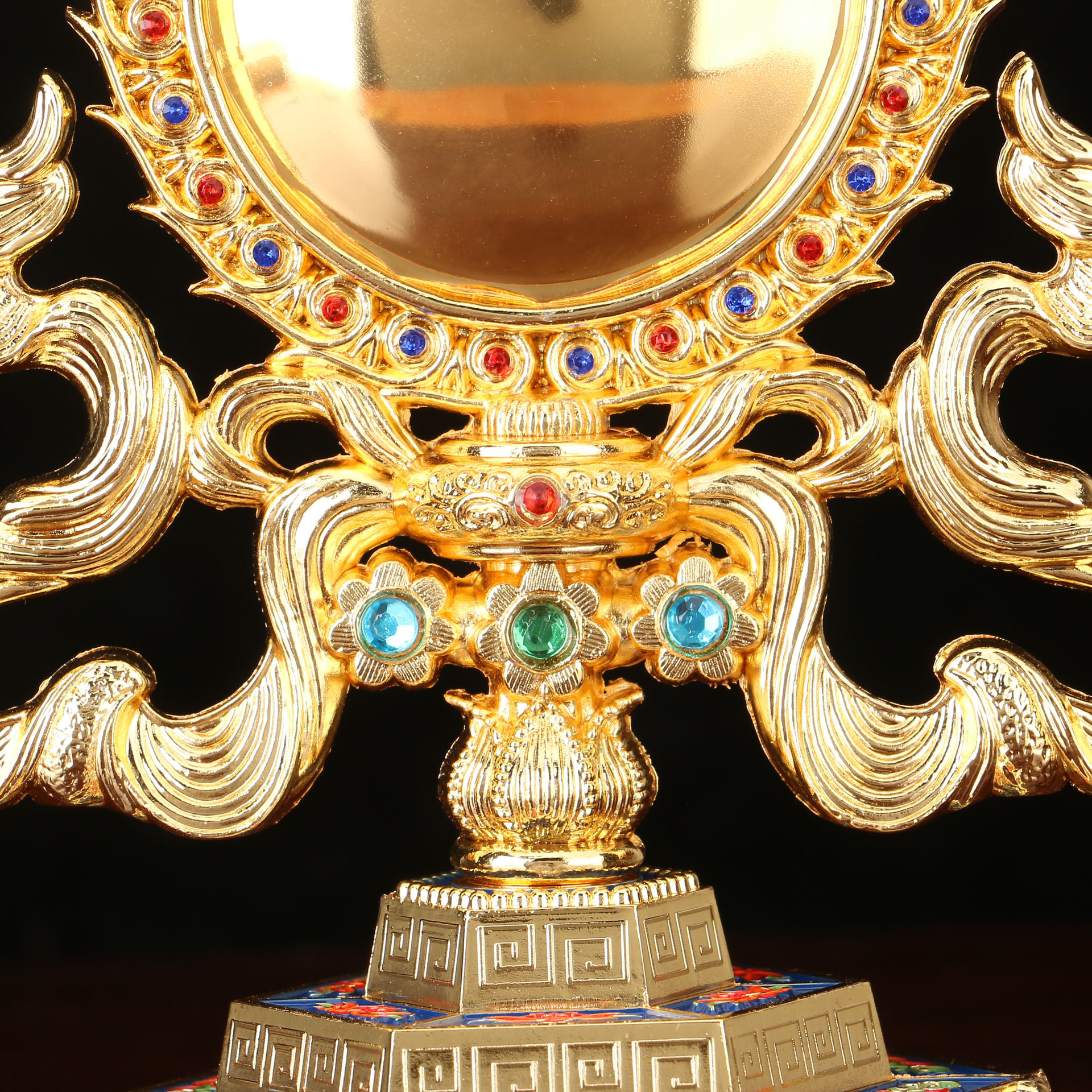 【佛堂用具】佛教用品 宗教法器 合金准提镜 准提佛母摆件