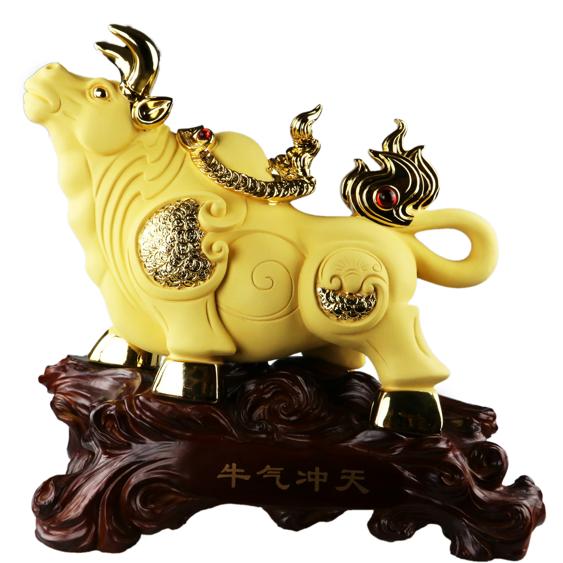 雅信树脂工艺品牛摆件沙金开业乔迁送礼品送客户工厂批发-阿里巴巴
