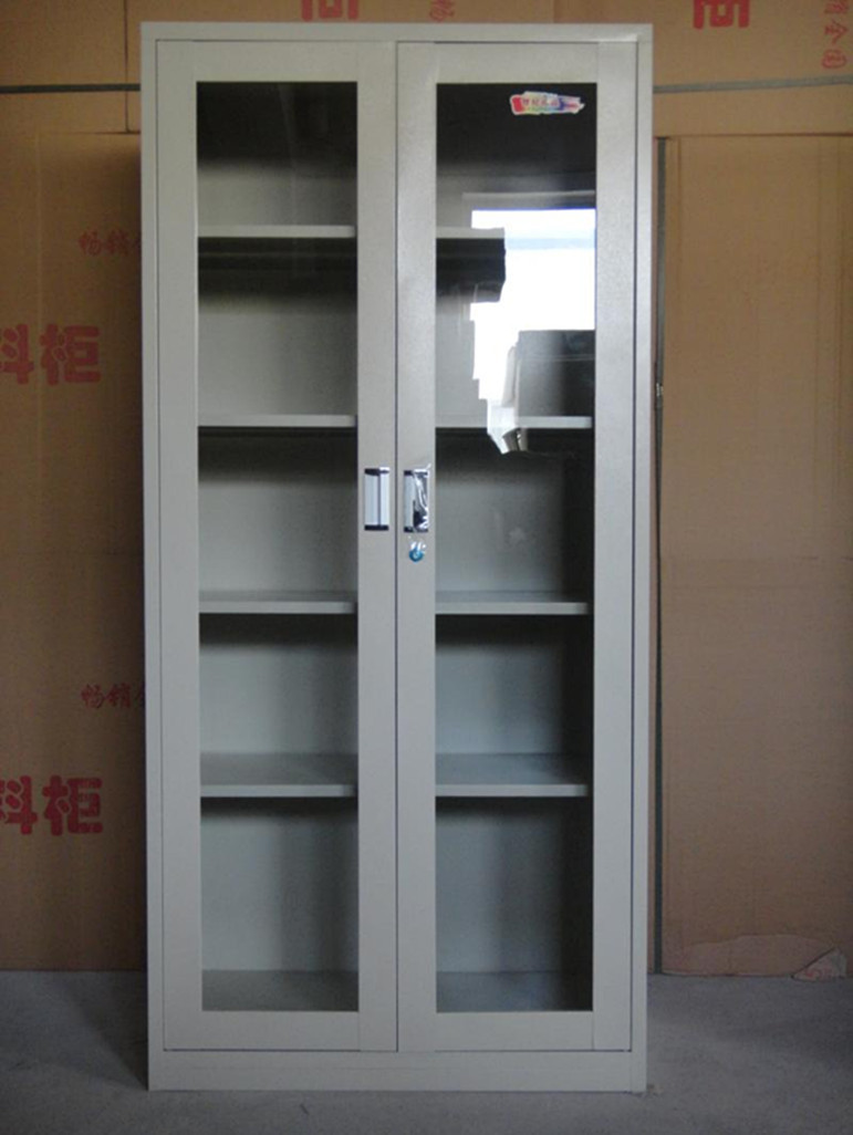 钢制办公文件柜 铁皮档案柜 5层2门铁皮文件柜带玻璃门 特价供应