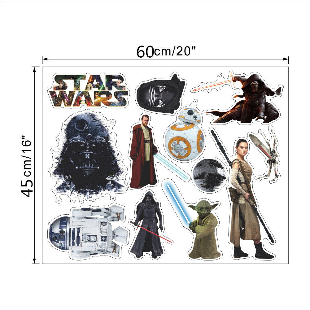 zy1481star wars星球大战人物笔记本贴可移除墙贴纸外贸壁画贴画