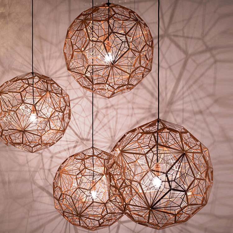 圆球形钻石球吊灯具创意后现代北欧式展厅装饰餐厅金银砖客厅艺术