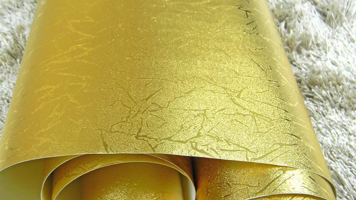 天花板吊顶金色墙纸 金箔防水ktv酒吧养生会所奢华壁纸厂家直销