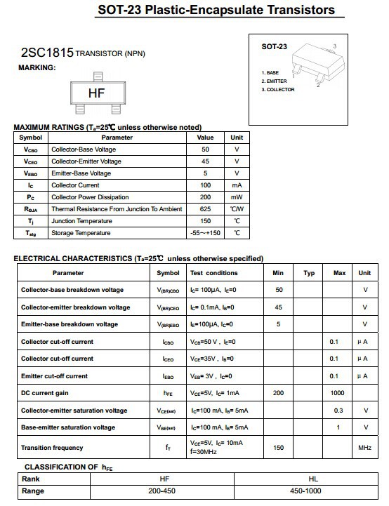 贴片三极管c1815 丝印hf sot
