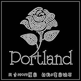 玫瑰花烫钻图案水钻烫图 成品大图女装服饰配件烫钻批发贴钻批发