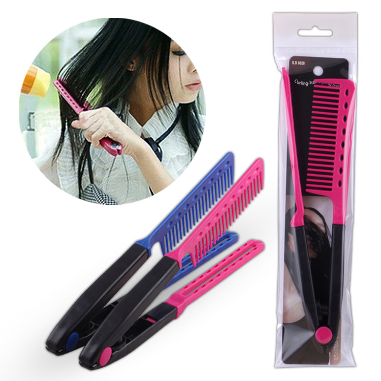 Hair Styling New V-Clip Design Hair Curling Comb Dual-Use Hairdressing Comb Straightening Comb