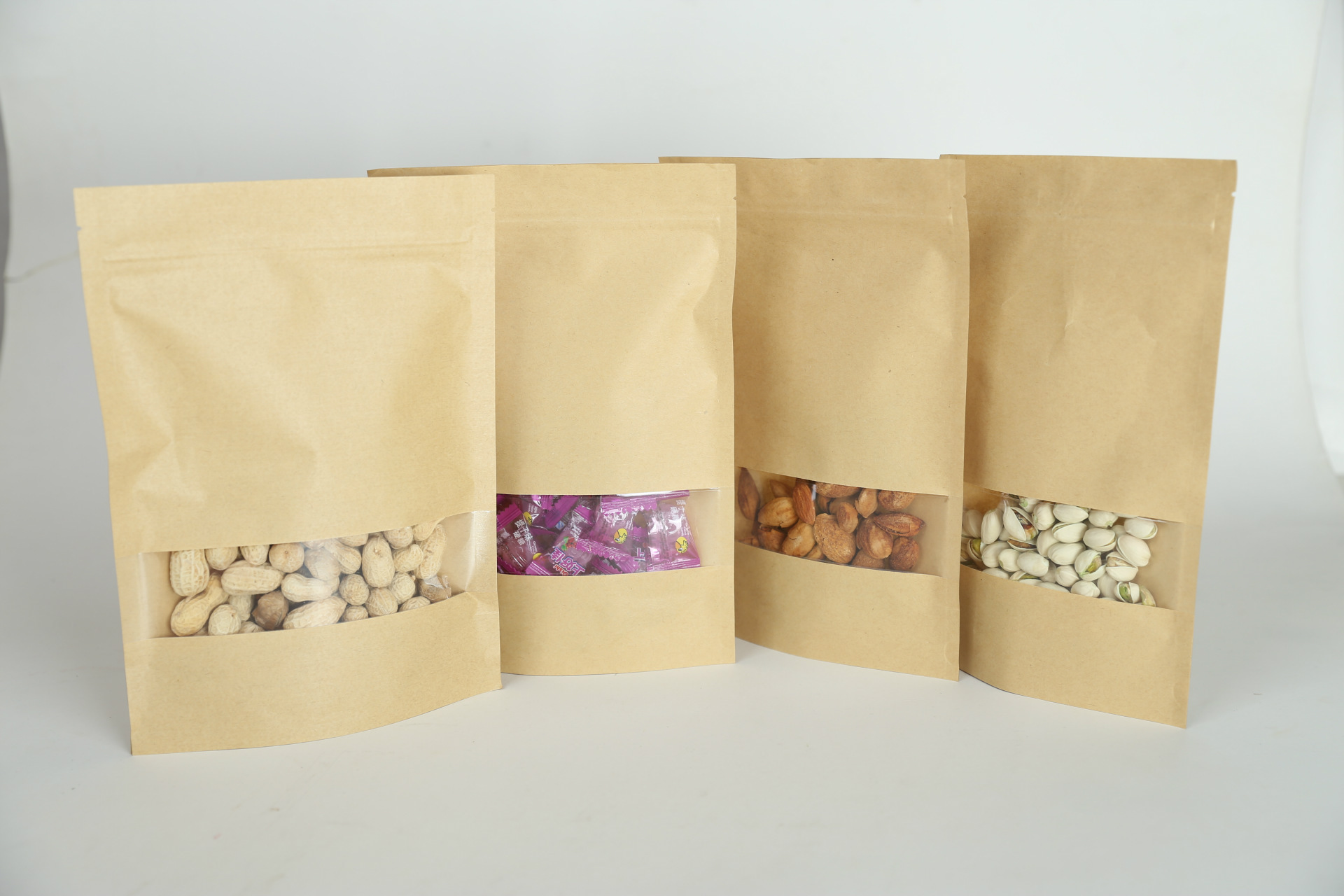 牛皮纸袋 开窗自封自立茶叶袋 瓜子木耳红枣食品包装袋 干果密封
