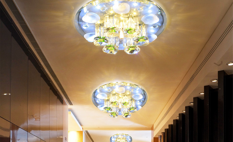 韩鹿 现代高端led水晶玄关灯 过道灯 走廊灯 阳台客厅吸顶灯射灯