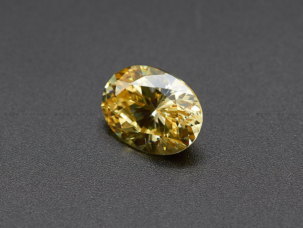 3a正品 金黄色蛋形方晶锆石 8心8箭 cubic zirconia cz钻