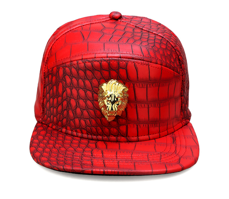 新款原创潮牌狮子头优质皮带扣鳄鱼纹皮帽平沿帽 hiphip嘻哈帽子