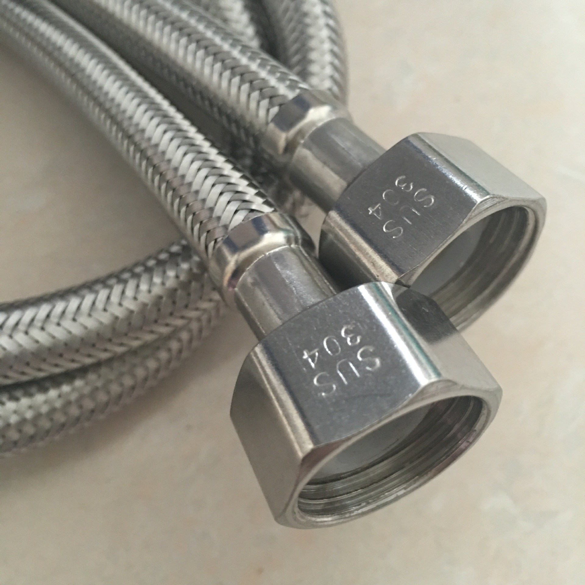 厂家直销 冷热水龙头进水管 304不锈钢双螺帽纯钢丝编织软管