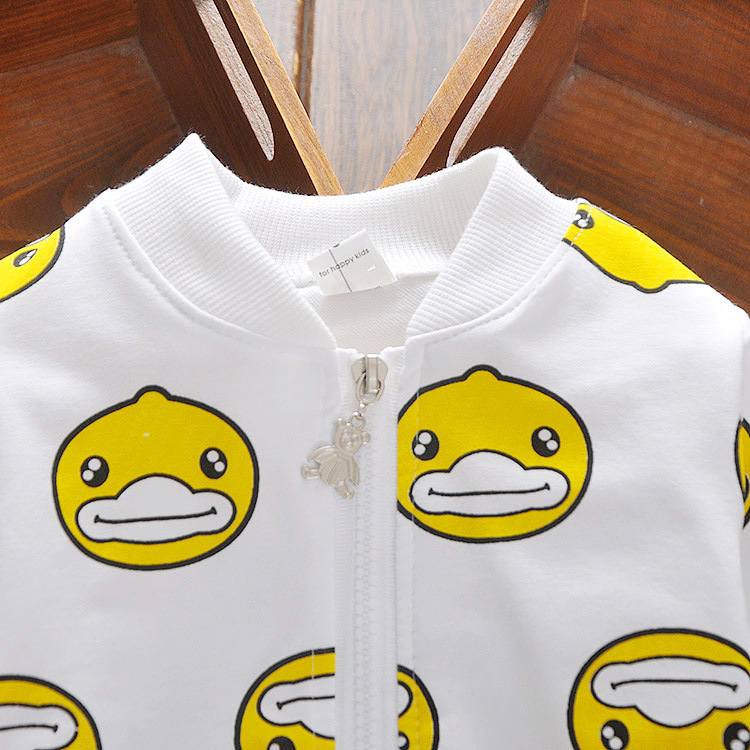 2016新品童装秋款 韩版小童套装男女童大黄鸭开衫童外套宝宝套装