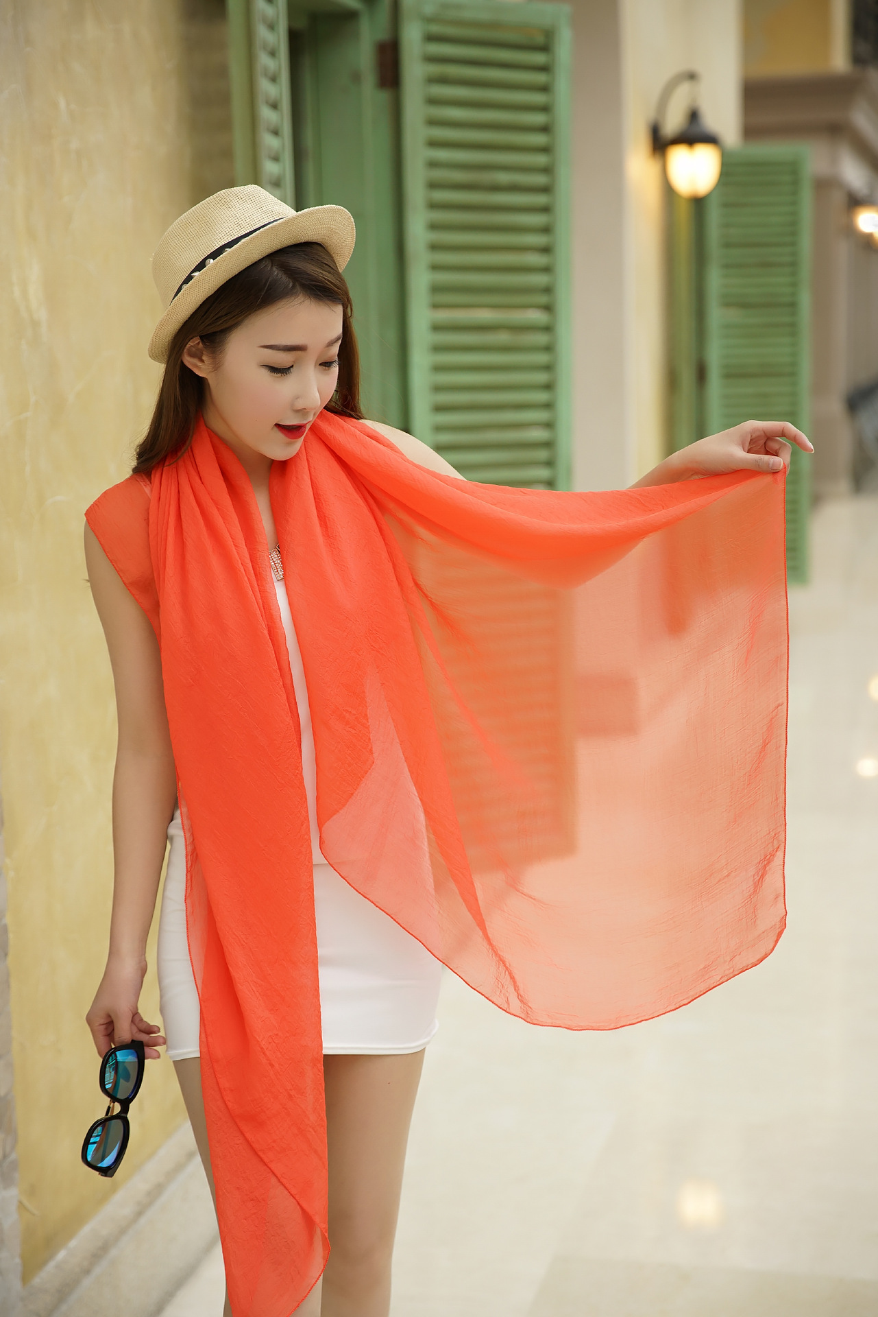 2019围巾春夏季防晒丝巾女长款海边遮阳纱巾沙滩巾仿真丝披肩