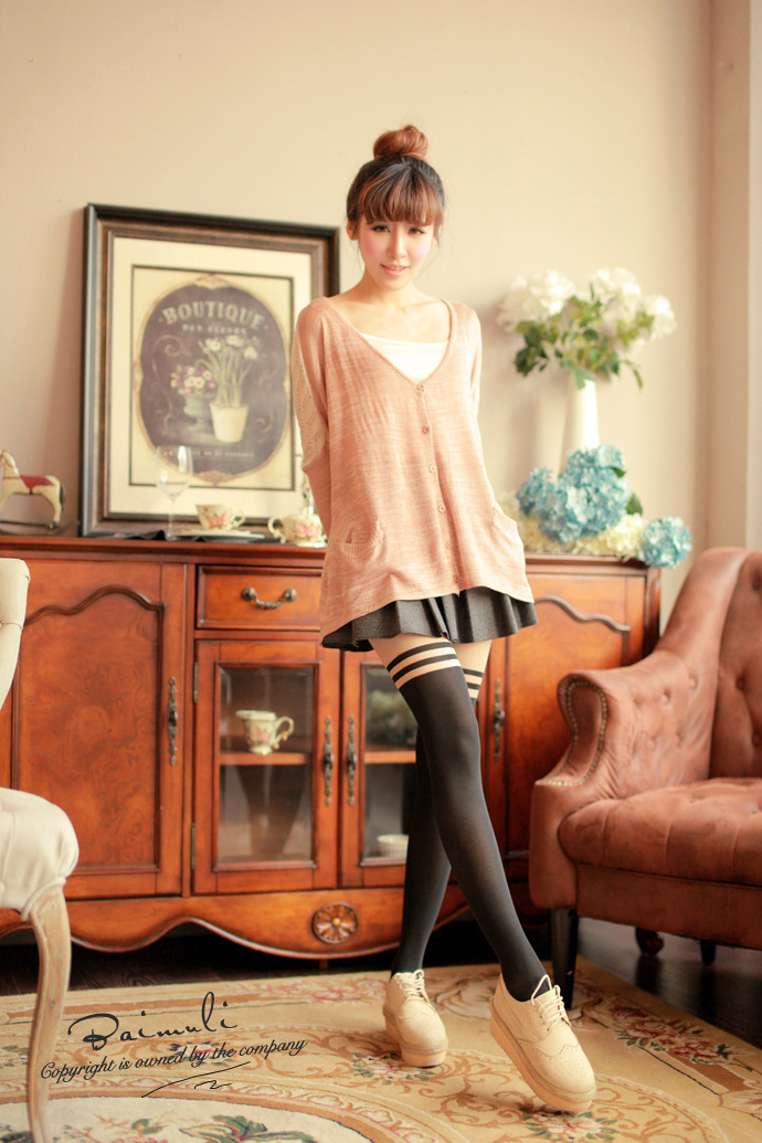 春季学院风条纹拼接袜假高筒连裤袜假大腿袜打底丝袜子低价批发