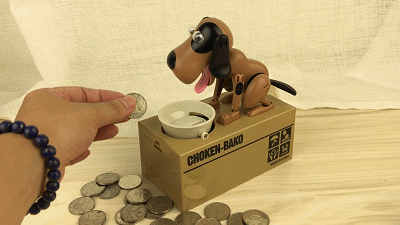 卡通创意吃钱狗贪吃狗存钱罐韩国可爱儿童电动储蓄罐生日礼物