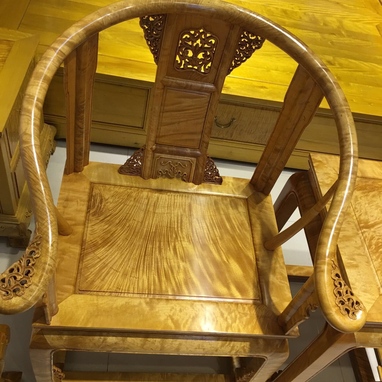 怀古轩金丝楠木古典家具全大叶楠太师椅中式三件套厂家直销0