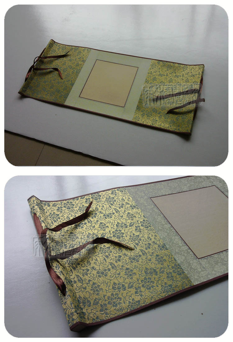 全绫精裱粉彩画轴绫裱画卷挂轴空白挂画书法国画竖幅两尺斗方横幅