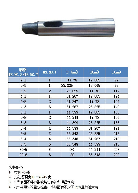 供应莫氏加长变径套 加长钻套 变径套厂家直销