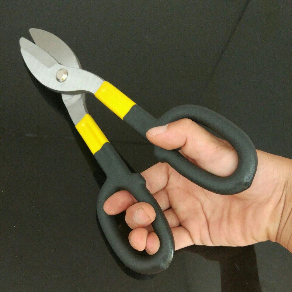 供应高档沾塑抛光白铁剪丝网剪刀10寸12寸美式铁皮剪手动五金工具